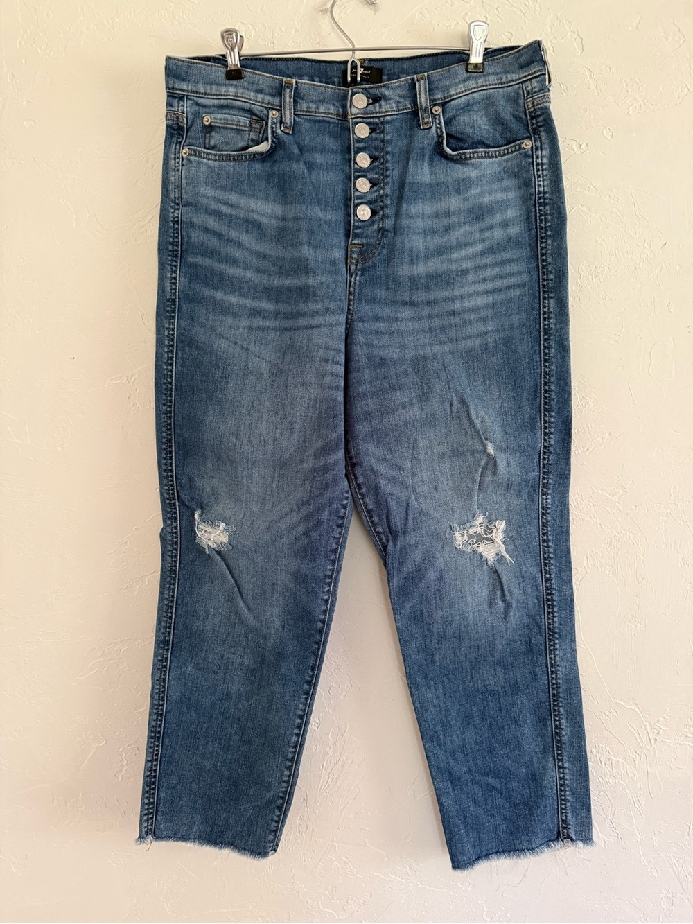 7 For All Mankind Jeans High Waist Cropped Straight Size 32